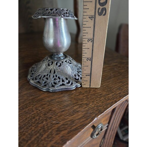 Vintage Filagree Silver Plate candle holder Stick patent No 72883 Hallmark - Picture 9 of 11